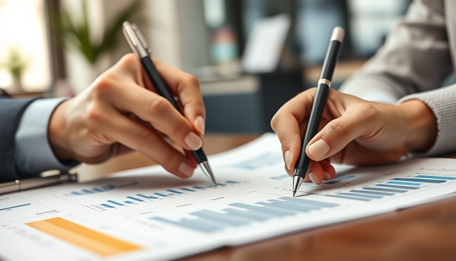 Hands analyzing financial documents with graphs for small business management