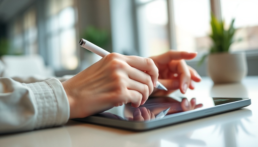 Close-up of hands using stylus on tablet, financial projection templates.