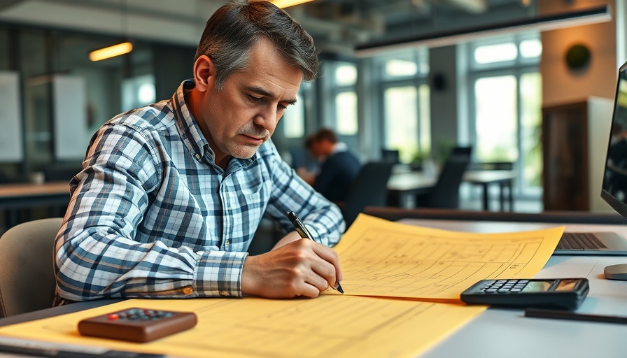 Man drafting on planning sheets in office, scenario planning tools for businesses.