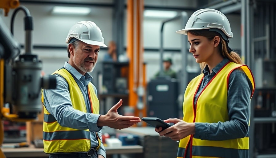 Engineers training on machinery, safety vests, and helmets in an industrial workshop.