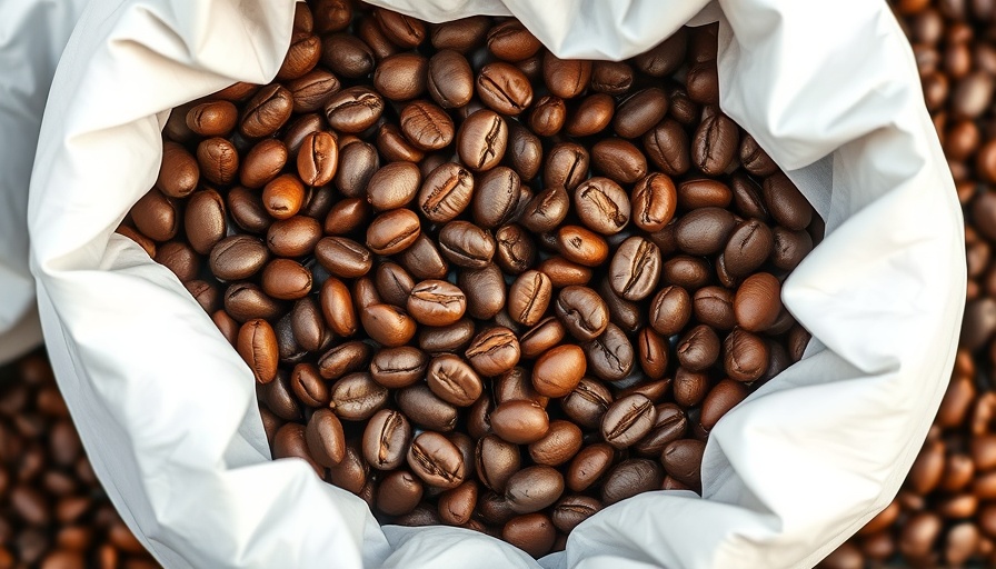 Coffee beans in bags, illustrating tariff impact on coffee price.