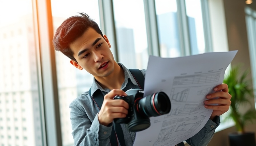 Focused professional reviews plans in modern office.