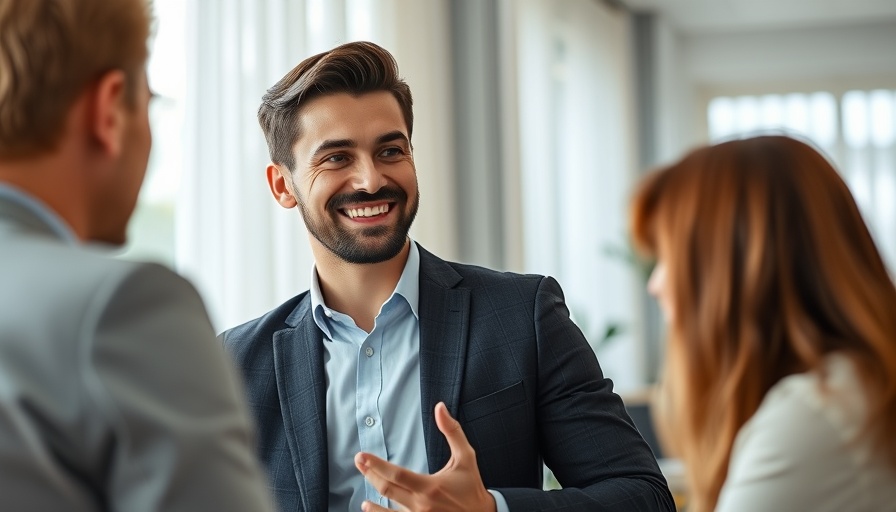 Confident businessman leading training and development course in modern office.