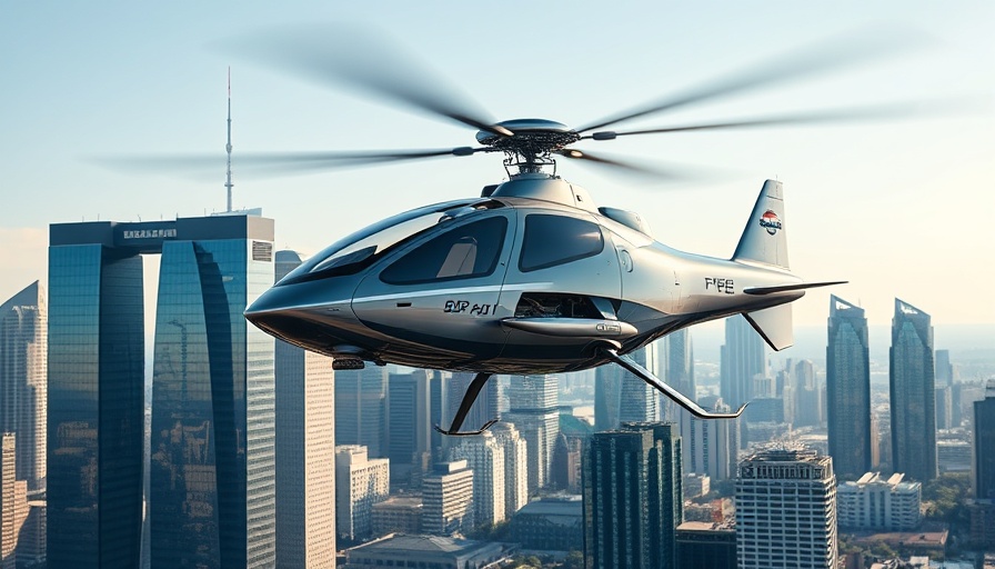 Futuristic air taxi over cityscape, Trump administration air taxis