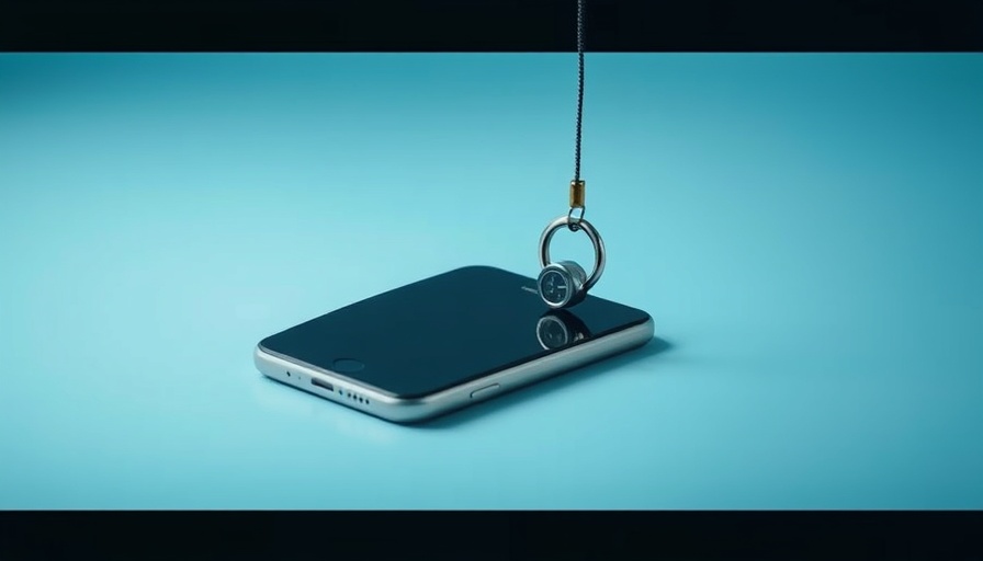 Smartphone hooked with key, symbolizing HR impersonation in phishing attacks.