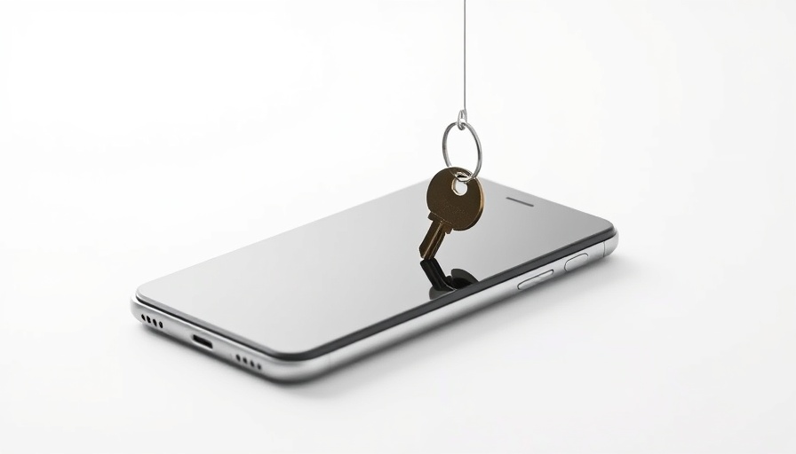 Smartphone caught on a hook with a key, symbolizing HR impersonation phishing attacks.
