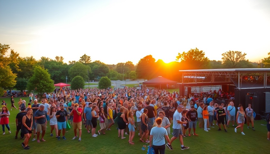 Outdoor concert in public park with crowd, privatizing public parks