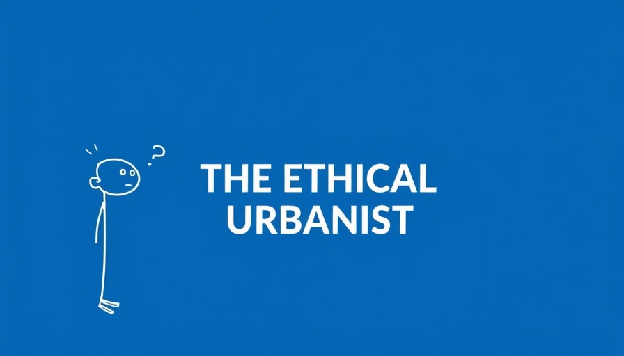 Ethical Urbanist banner with questioning figure, blue background