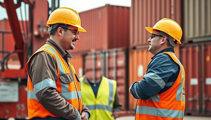 Construction workers discussing effective onboarding process at site.
