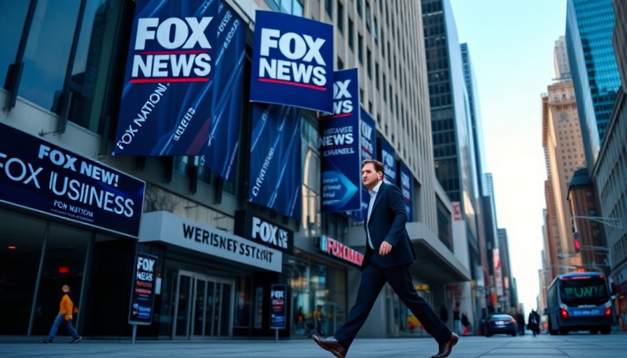 Man walks by Fox News building with banners, Murdoch TikTok investors context.