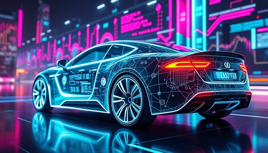Futuristic holographic car showcasing niche AI for auto dealerships.
