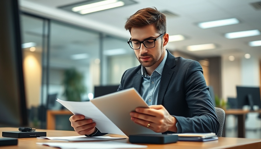 Young man checking schedule in modern office, scheduling apps for business.