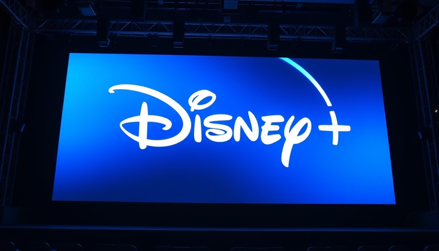 Disney+ logo illuminated on large screen