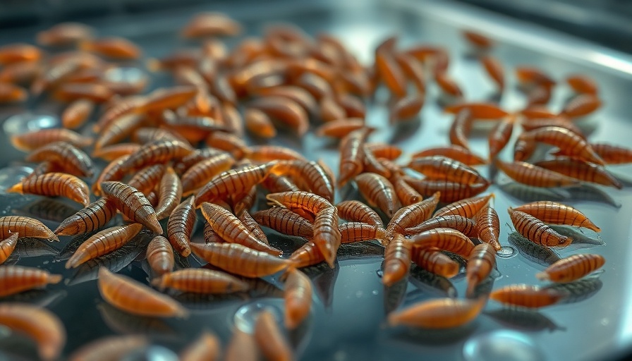 Screwworm larvae in agriculture outbreak on wet surface.