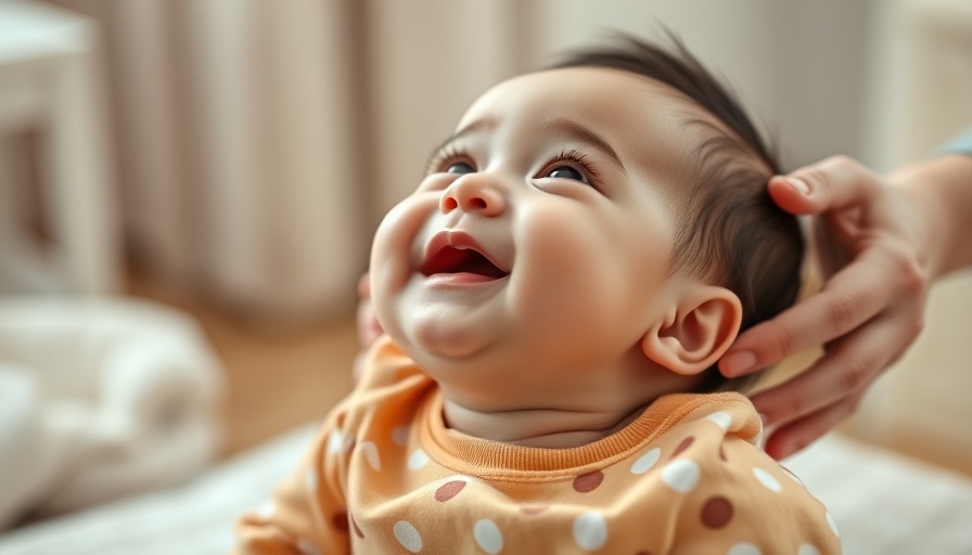 Baby in polka dot outfit being changed, diaper need assistance.