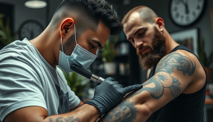 Tattoo artist in South Korea working on client's arm in modern studio