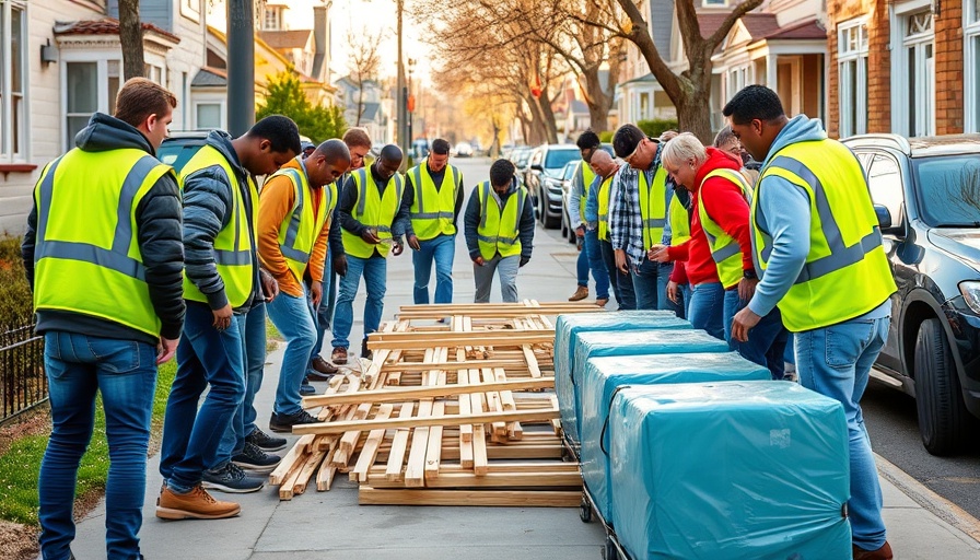 Volunteers assemble materials for Atlanta bike lane community project.
