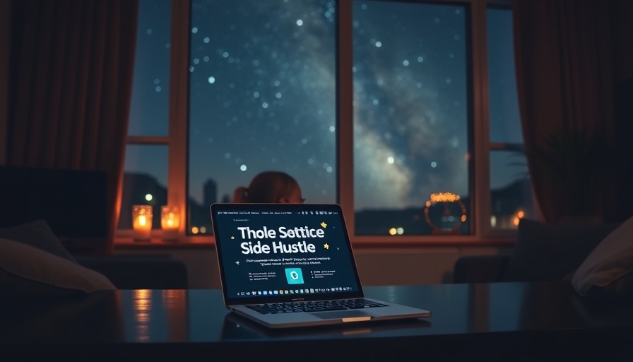 Cozy night workspace for side hustle ideas near window.
