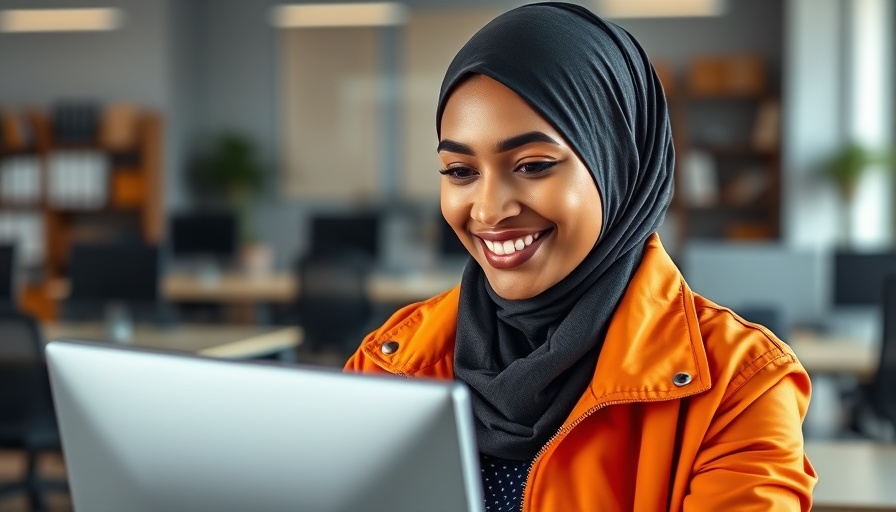 Woman at computer optimizing supply chain workflow in modern office.