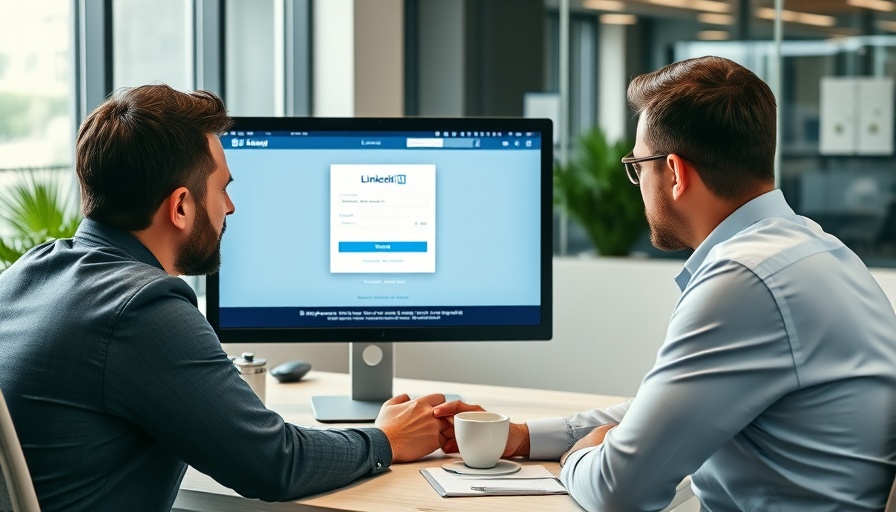 Two men discussing employee onboarding process at a computer in an office.