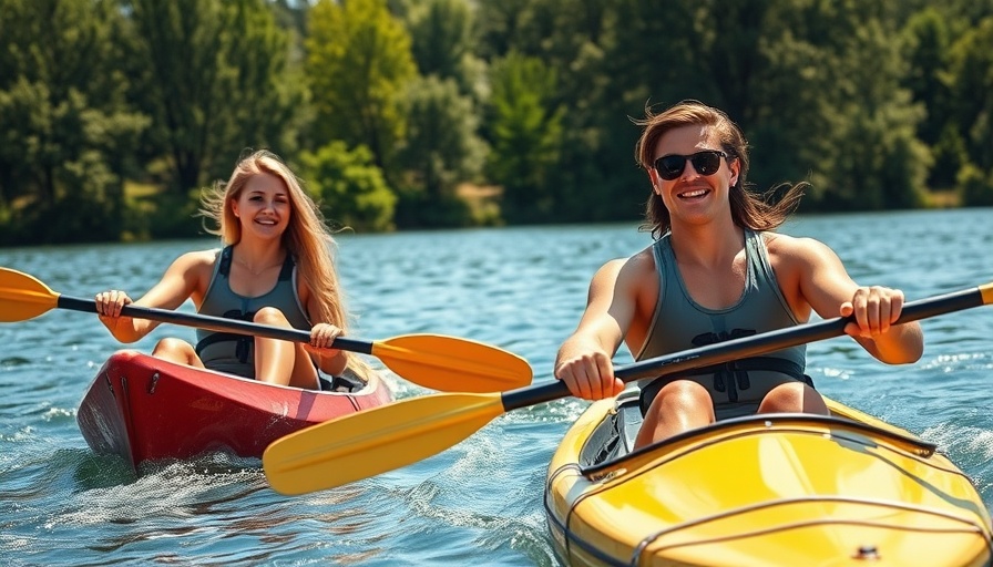 Philadelphia waterways recreation: young adults kayaking on a sunny day.