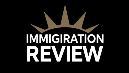 Immigration Review podcast cover with Statue of Liberty elements.