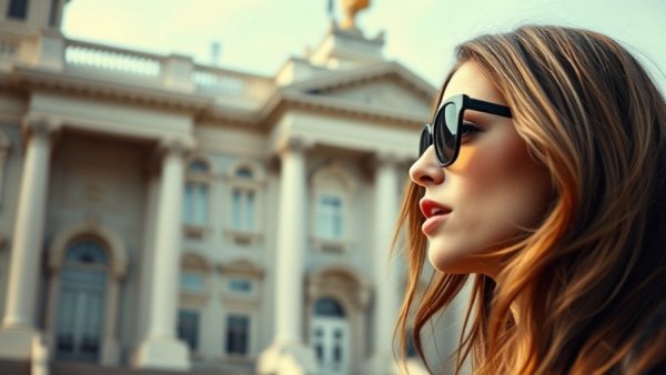 Woman speaking in front of government building highlighting Republican ethics investigations.