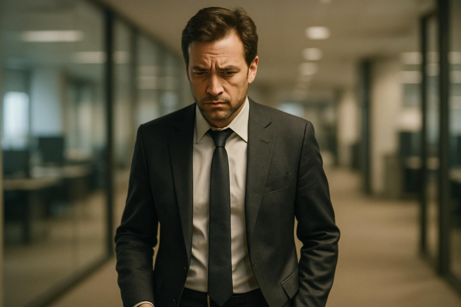 Concerned businessman contemplating House Republican departures' impact on immigration reform.