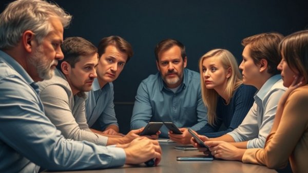 Serious discussion during high-stakes meeting, indoors.