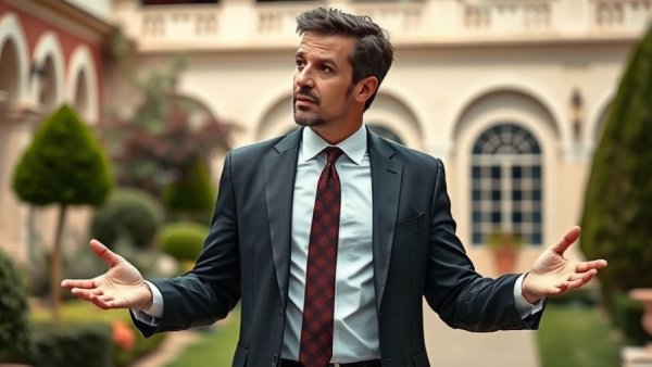 Confident man outdoors with open arms, Trump's records presidential accountability.