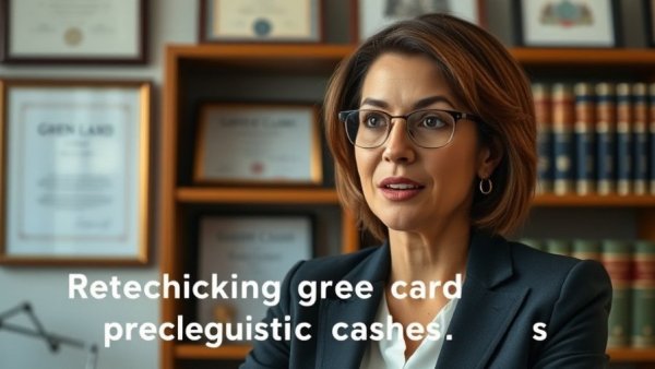 Woman discusses USCIS checking old green card cases in office setting.