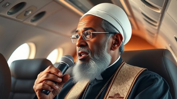 Pope Leo XIV discussing justice over same-sex blessings, poised expression in an aircraft.