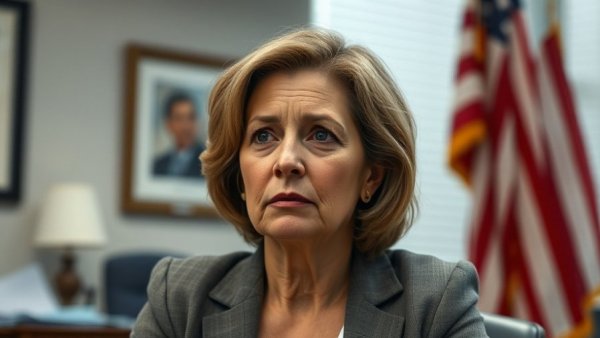 Concerned woman discussing hurtful immigration policies in an office.