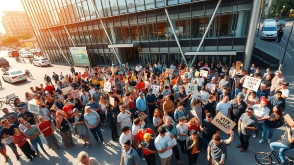 Greenlanders protest US consulate with a large crowd outside building.