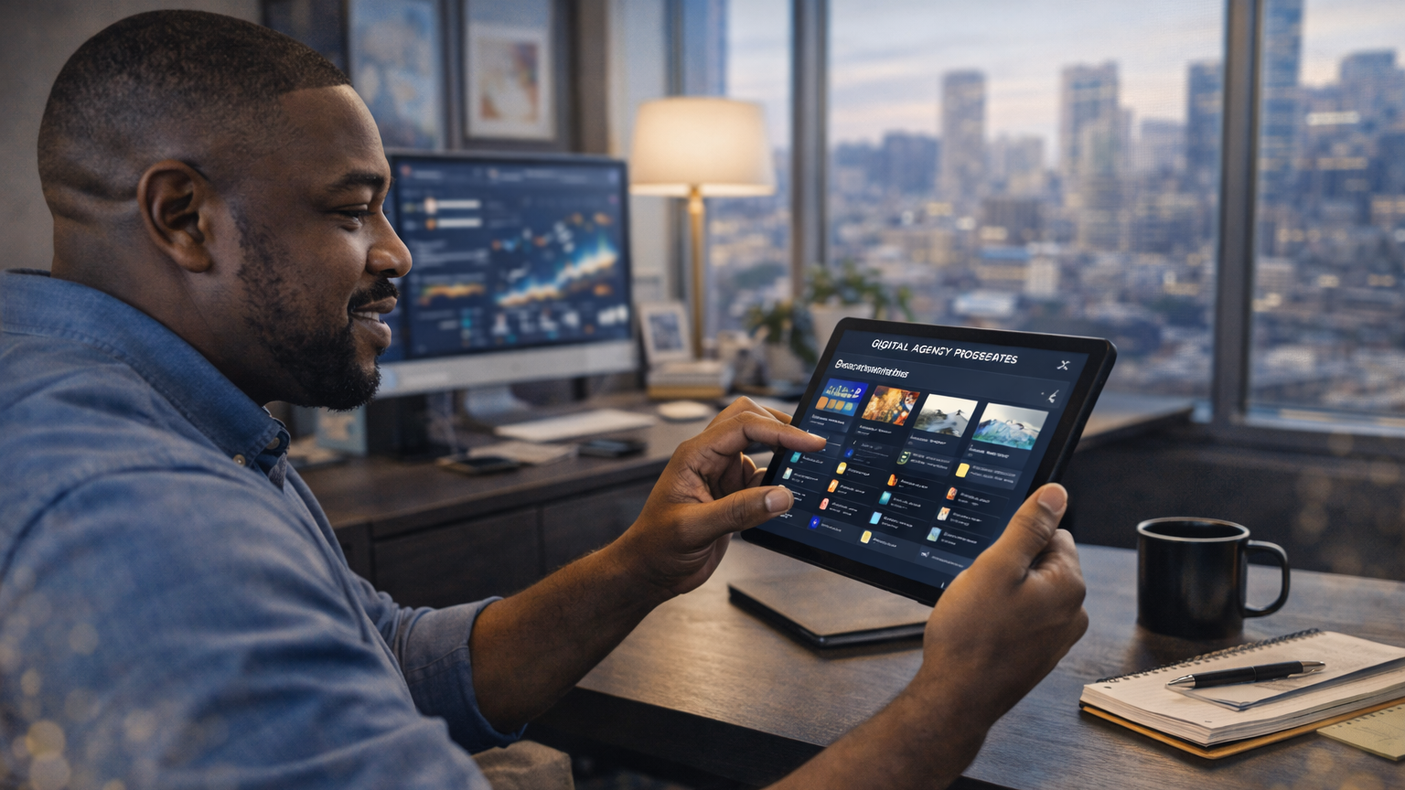 content development services - professional content developer brainstorming with laptop and notes