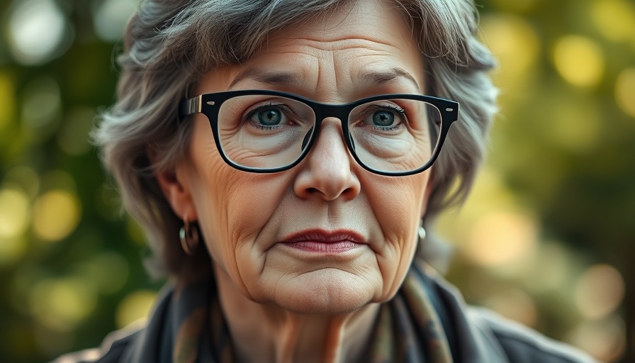 Woman outdoors wearing glasses looking contemplative