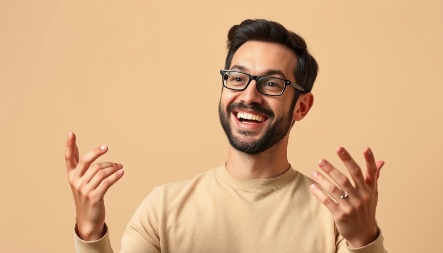 Man discussing USCIS delays solutions against a beige background.