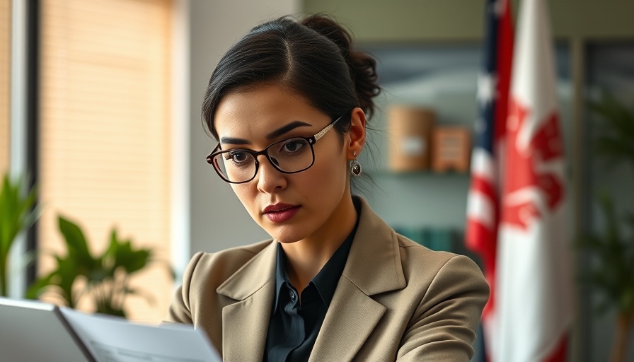 Professional woman discussing supervision orders and immigration in an office setting.