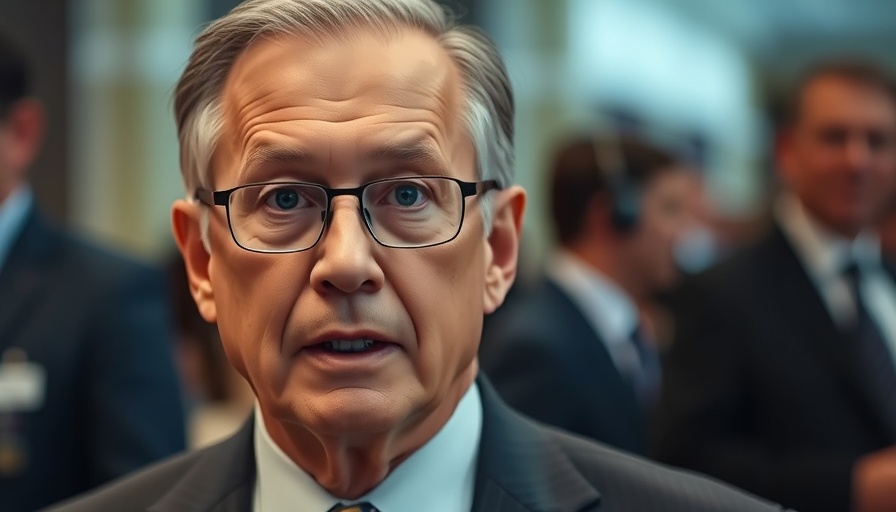 Man in glasses speaking at an event inside, blurred crowd background.