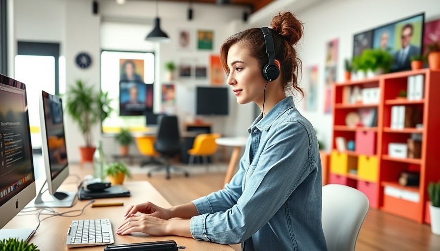 Future of work with AI and remote assistants in a modern office.