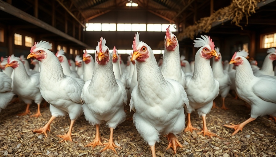 White chickens in a poultry barn exploring, highlighting afroming pluimveerechten.