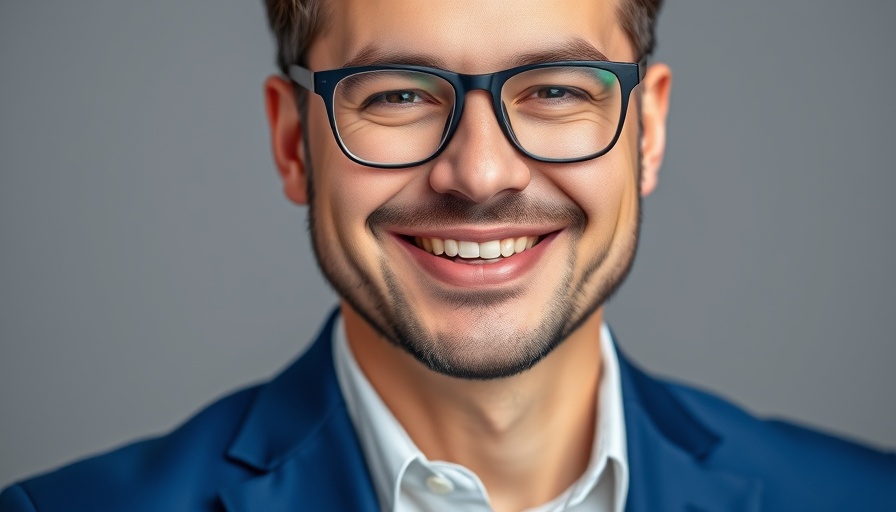 Man smiling in blue suit, representing poly-rhythmic change.