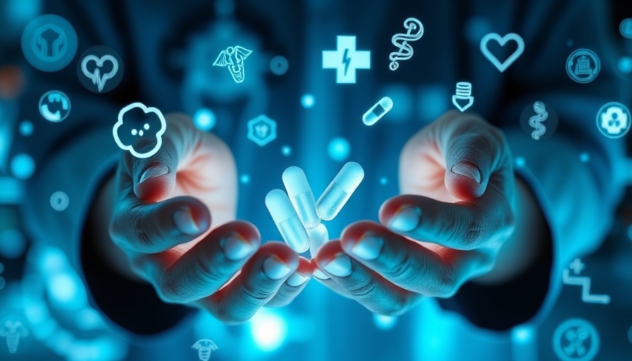 Innovative healthcare concept with capsules and medical icons, Wmo oversight improvement.