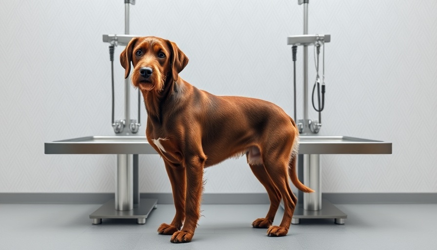 Professional dog grooming tables with a large brown dog, best dog grooming tables.