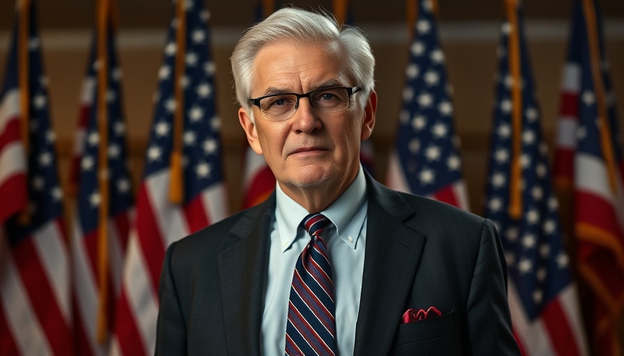 Confident man with flags in a patriotic setting.