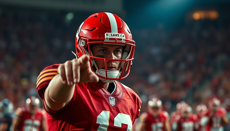 NFL DFS picks for Chiefs vs. Lions: Player in red uniform focused on the game.
