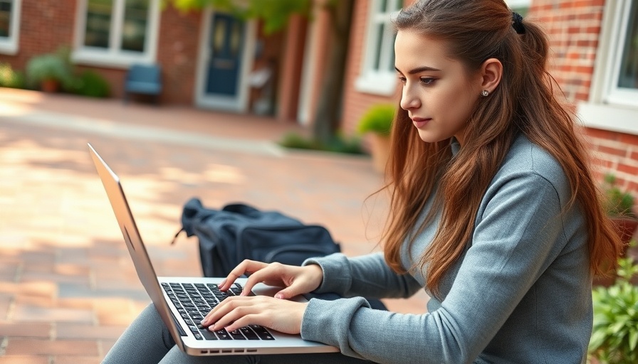 Young student in Victorian school setting with laptop, screen time limit topic.
