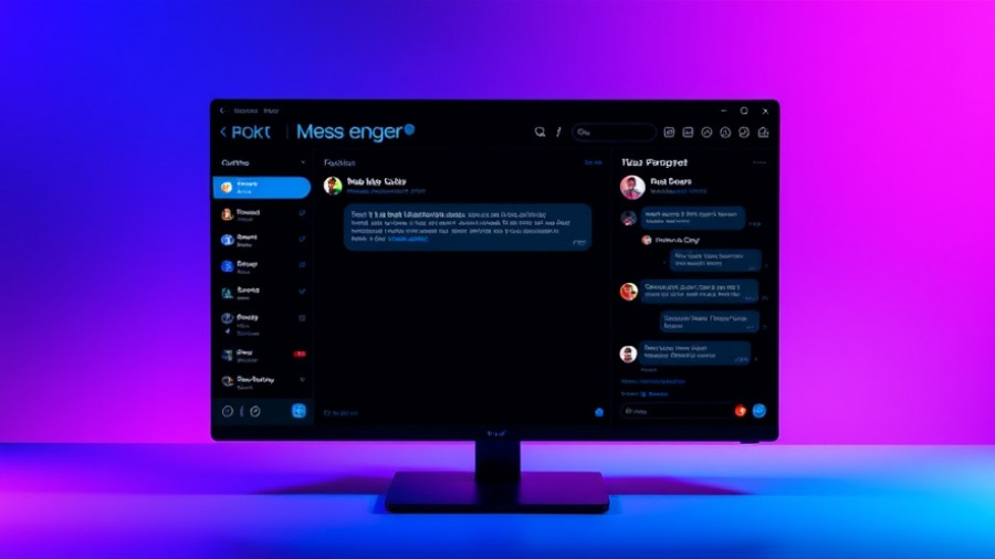 Desktop Messenger interface displaying chat, purple gradient background.