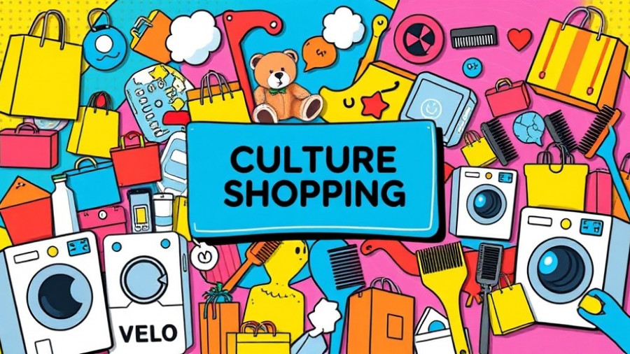 Creative collage showcasing YouTube shopping growth and in-app shopping.