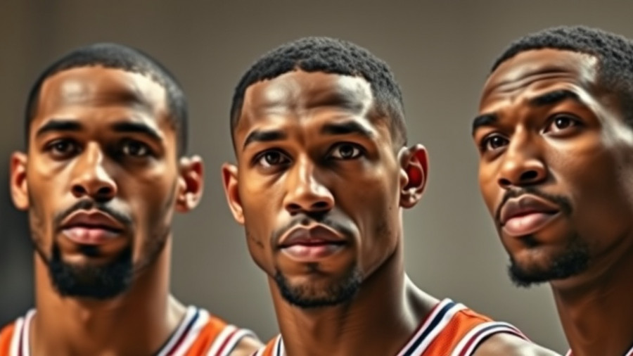 Professional basketball players, focused expressions, NBA trades 2025 discussed.